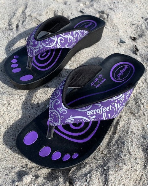 Aerofeet sandal i lilla med sølv