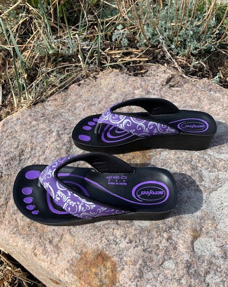 Aerofeet sandal i lilla med sølv