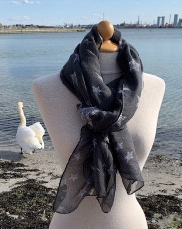 Smarte tørklæder med stjerne print (grå - bordeaux - blå)